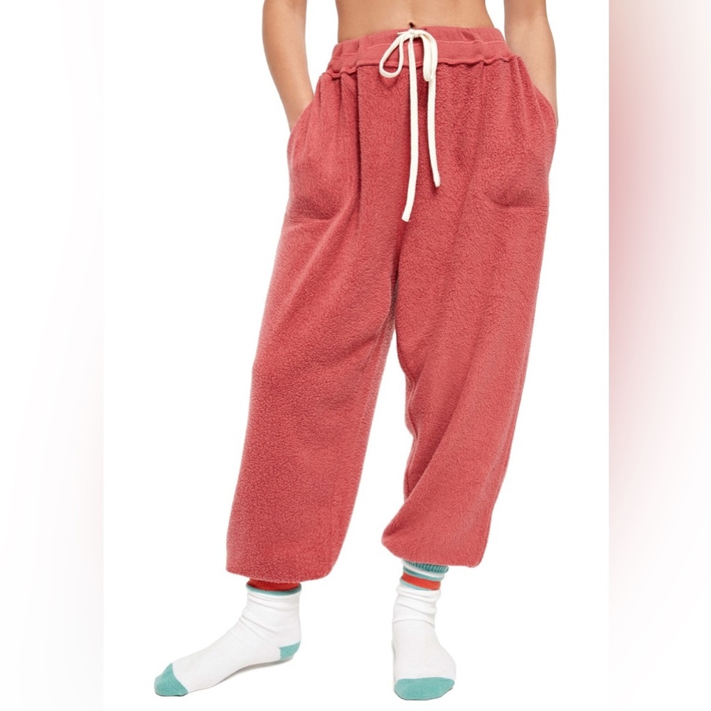 Free People Slouch Joggers in Light Red - NWT